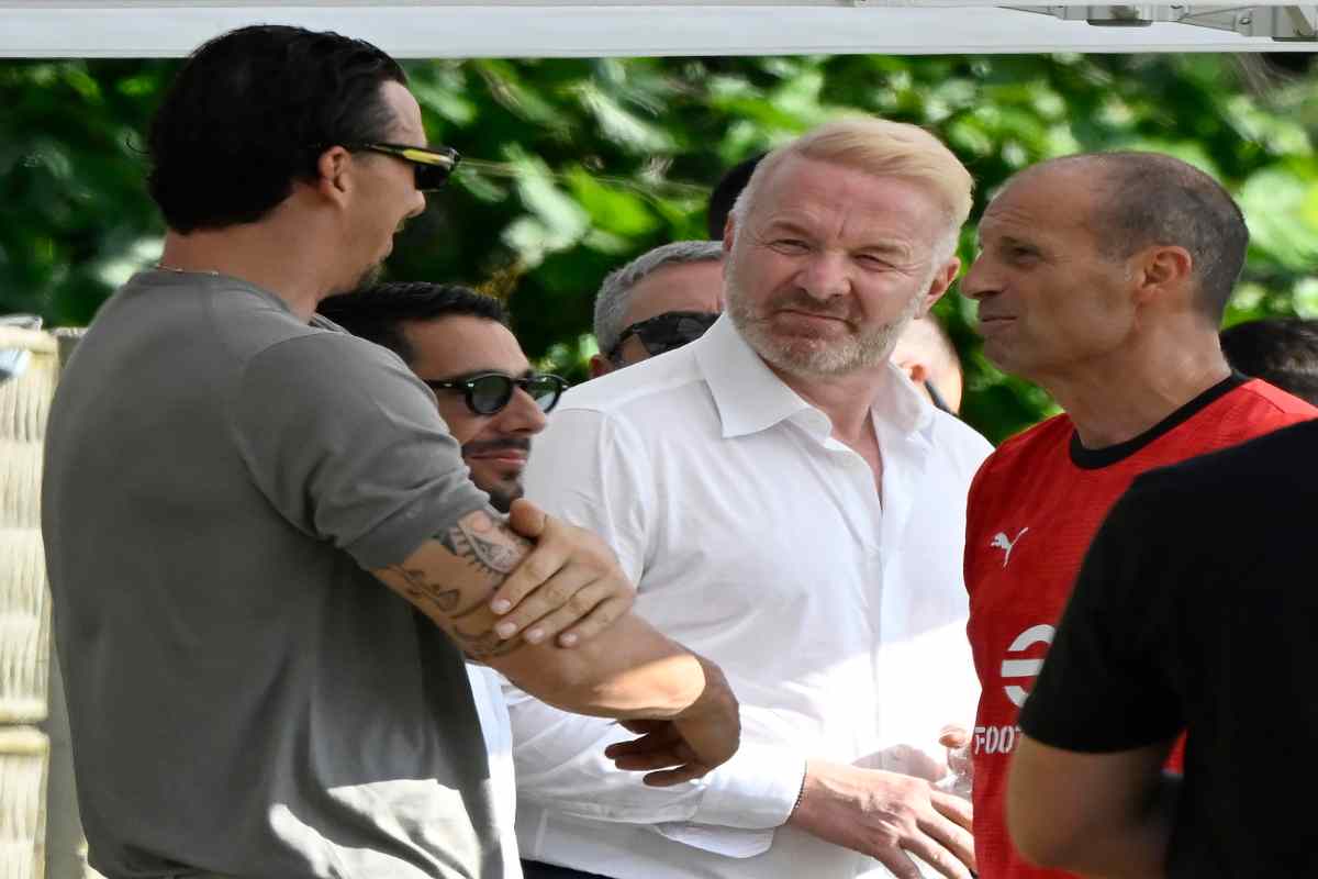 Igli Tare a colloquio con Zlatan Ibrahimovic e Max Allegri